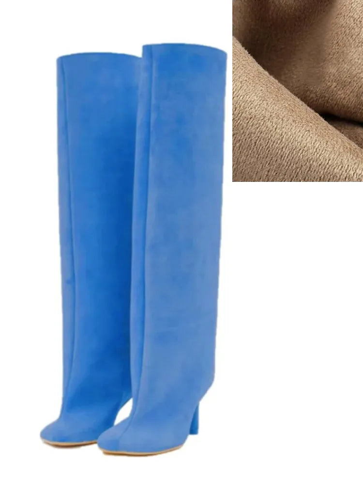 Autumn and Winter New 6cm Slim High Heels Knee High Women's Boots Round Toe Fashionable Women's Long Boots Knight Boots
