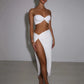 Elegant Strapless Sexy Two Piece Set Women Sleeveless Crop Top And High Split Skirt Matching Sets Party Dress Sets