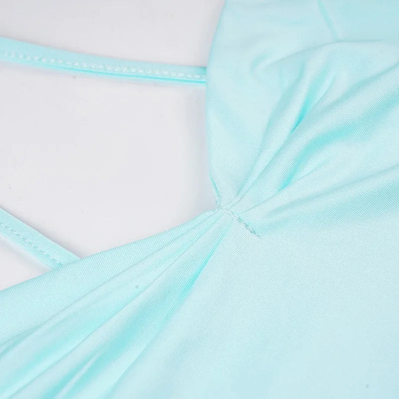 Lace-up Bow Detail Backless High Slit Maxi Dress Light Blue Beach Vacation Dresses Party Outfit for Woman 2026