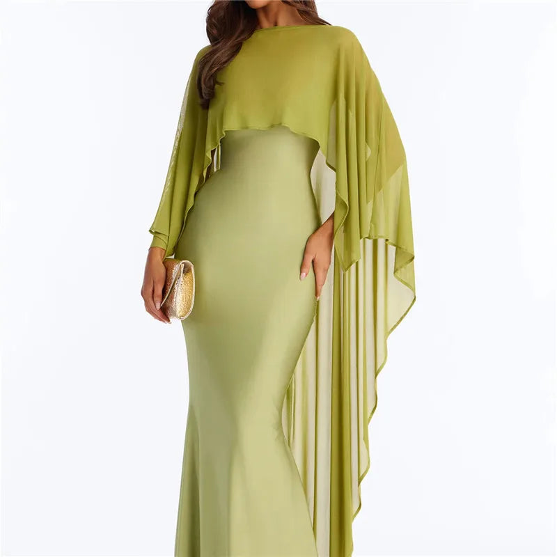 Women Sheer Chiffon Cape Shawl Asymmetric Drape Mesh Evening Dress Cover Up Bridal Wrap For Wedding Party Formal Events