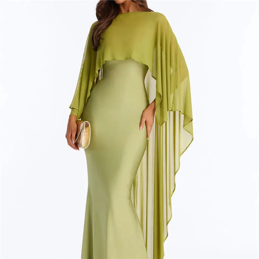 Women Sheer Chiffon Cape Shawl Asymmetric Drape Mesh Evening Dress Cover Up Bridal Wrap For Wedding Party Formal Events