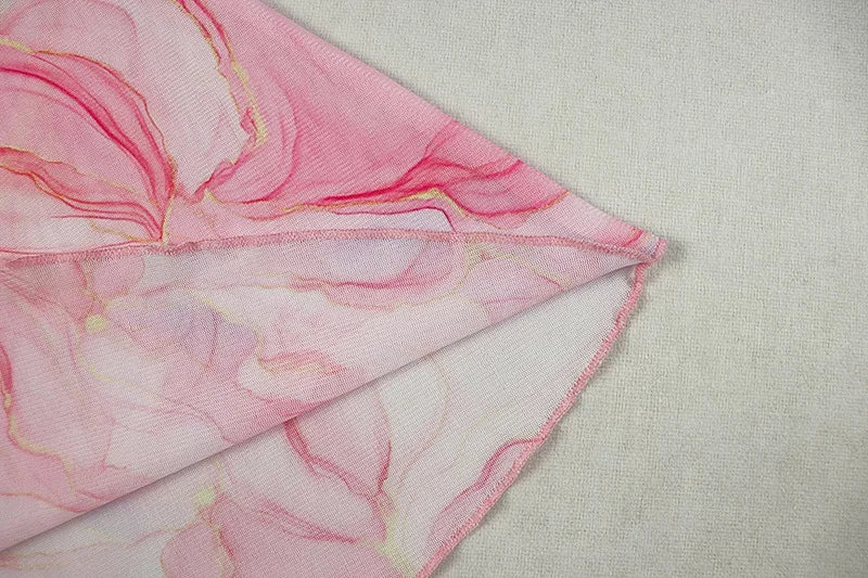 Gradient Dress Women Elegant Mesh Chic O-Neck Full Sleeve Hollow Ruched Peach Hip Holiday Beach Party Stretch Bodycon