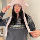 Y2K Sweet Macaron Goat Ear Pom Pom Beanie For Women