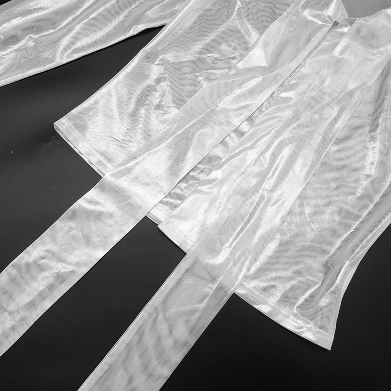 Sexy Silky 2 Piece Set Women See Through Crop Tops+Bike Shorts Matching Tight Midnight Hipster Streetwear Outfits