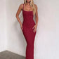 Women Spaghetti Strap Square Neck Sexy Maxi Dress Bodycon Backless Long Dress Elegant Club Night Out Party Dress