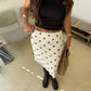 Womens Casual Midi Skirt Elegant Polka Dot Print Bodycon Pencil Skirt for Party Workout Daily Wear Summer Y2K Streetwear