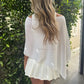 Women Knit Semi Sheer Mesh Off Shoulder Poncho Top Loose Asymmetrical Hem Cover Up Casual Summer Beach Blouse