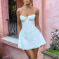Women Y2k Lace Trim Mini Dress Sexy Spaghetti Strap Backless Short Dress Low Cut Bodycon Sundress Streetwear