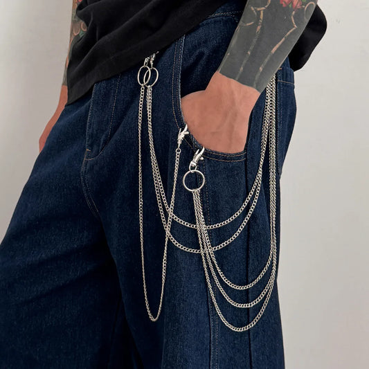 3Pcs/Set Hip Hop Multilayer Metal Keychain Waist Belts Chain for Women Men Punk Trousers Pants Chain Street Jewelry