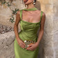 Satin Backless Sexy Maxi Dress Women Elegant Halter Off-shoulder Sleeveless Lace-up Bodycon Club Party Long Dresses