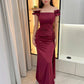 Elegant Satin Off Shoulder Long Maxi Dresses 2025 Woman Graduation Dresses Evening Party Gown Red Black
