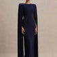 White Slashed-Neck Maxi Dress with Cape Sleeve Women's Winter Elegant Evening Party Dresses