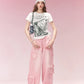 Trendy Cotton T-Shirt with Poster Print, Cool Graphic Tee for Women, Streetwear Casual Tops for Daily Outfit