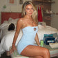 Hardwear Detail Tube Dress Sexy Resort Wear Blue Strapless Backless Ruched Mini Dresses for Woman Summer