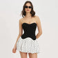 Polka Dot Splicing Black Tube Dress French Style Cute Summer Short Dresses Woman Clothing