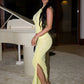 Mesh Patchwork 2 Piece Set Woman Folds V-Neck Sleeveless Shape Waist Tops+Irregular Hem Long Skirts Sexy Fashion Suit