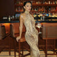 Leopard Print Sexy Dress Woman for Birthday Pictures Asymmetrical Hem Backless Halter Long Dresses