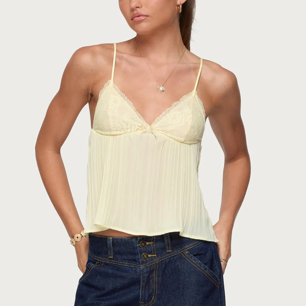 Lace Camisole for Women Sleeveless Spaghetti Strap Polka Dot Cami Tops Summer Shirt Party Club Night Out Casual Wear
