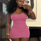Sexy Hottie Dress Women Fashion Classic Chic Sleeveless Stretch Skinny Wild Party Club Street Peach Hip Mini Bodycon