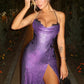 Sexy Shiny Long Dress Woman Lace Jacquard Decoration Halter Low-Neck Backless Splits Hem Prom Party Elegant Vestidos