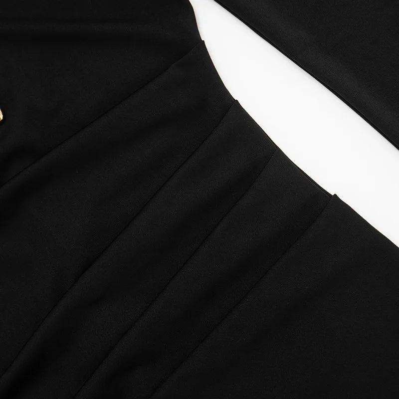 Cut Out Mini Dress Long Sleeve Sexy Black Dresses Party Night Club Outfits for Woman Clothes