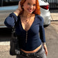 Solid Color Slim Low Cut Deep V Long Sleeve Tops for Woman Sexy Fall Clothes Basic Casual Tee Shirts Ladies