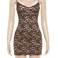 Sexy Sling Dress Woman Lace Patchwork Low-Neck Backless Sleeveless Skinny Peach Hip High Street Fashion Mini Bodycon