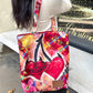 Y2K Plaid Cherry Hand Drawn Graffiti Large Capacity Tote Bag For Women