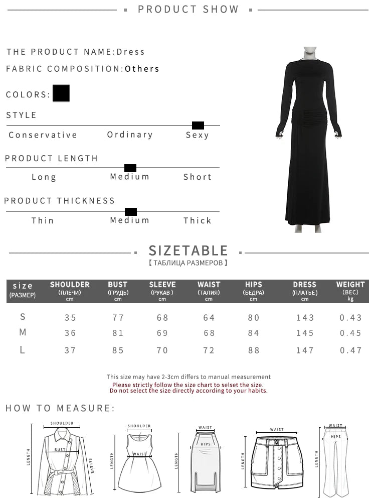 Ruched Elegant Dress Woman Autumn Trend O-Neck Full Sleeve Shape Waist Skinny Stretch Daily Casual Style Long Bodycon