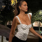 Polka Dot Square Neck Sleeveless Crop Top Vintage Sexy Tight Fitted Tank Tops Summer 2026 Woman Clothing