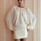 Women Blouse Sexy Mini Dress Loose Lantern Long Sleeve Round Neck Pleated Backless Dress Casual Party Beach Outfits