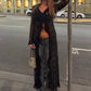 Women White Lace Long Cardigan Ruffle V Neck Long Sleeve Sheer Mesh Open Front Maxi Cover Up Beach Swimwear Coverup