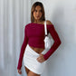 Asymmetric One Shoulder Long Sleeve Crop Top Basic White Tshirt Y2k Fitted Tops Women Trendy Clothes