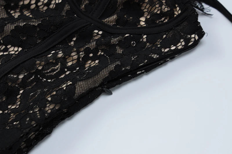 Jacquard Double Deck Dress Party Women Y2K Sexy Lace Spaghetti Strap Body-Shaping Nighclub Summer Trend Mini Bodycon