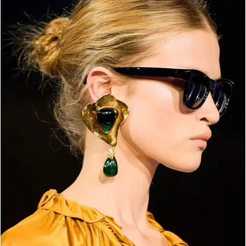 Exaggerated Metal Geometric Water Drop Dangle Earrings for Women Jewelry Gorgeous Fashion Show Statement Earrings Accessories