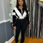 Contrast Patchwork Tracksuit 2 Piece Set Women Zipper Cardigan Jacket+Skinny Pants Casual Fashion Simple Sporty Suit