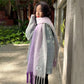 Warm Dopamine Color Block Rainbow Fringe Scarf For Women