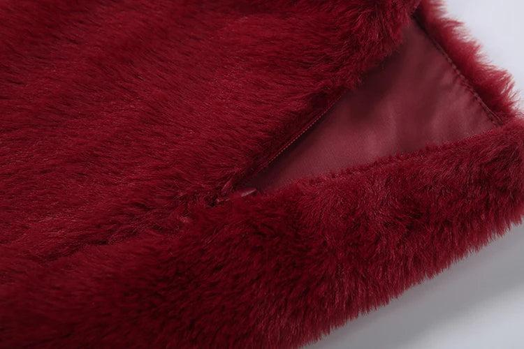 Peach Hip Furry SkirtS Women Autumn Trend Rivet Star Leather Patchwork Midnight Party Clubwear Fashion Hottie Bottoms