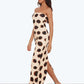 Square Collar Sexy Hollow Backless Dress Women Fashion Simple Art Print Split Sleeveless Elegant Party Club Long Bodycon