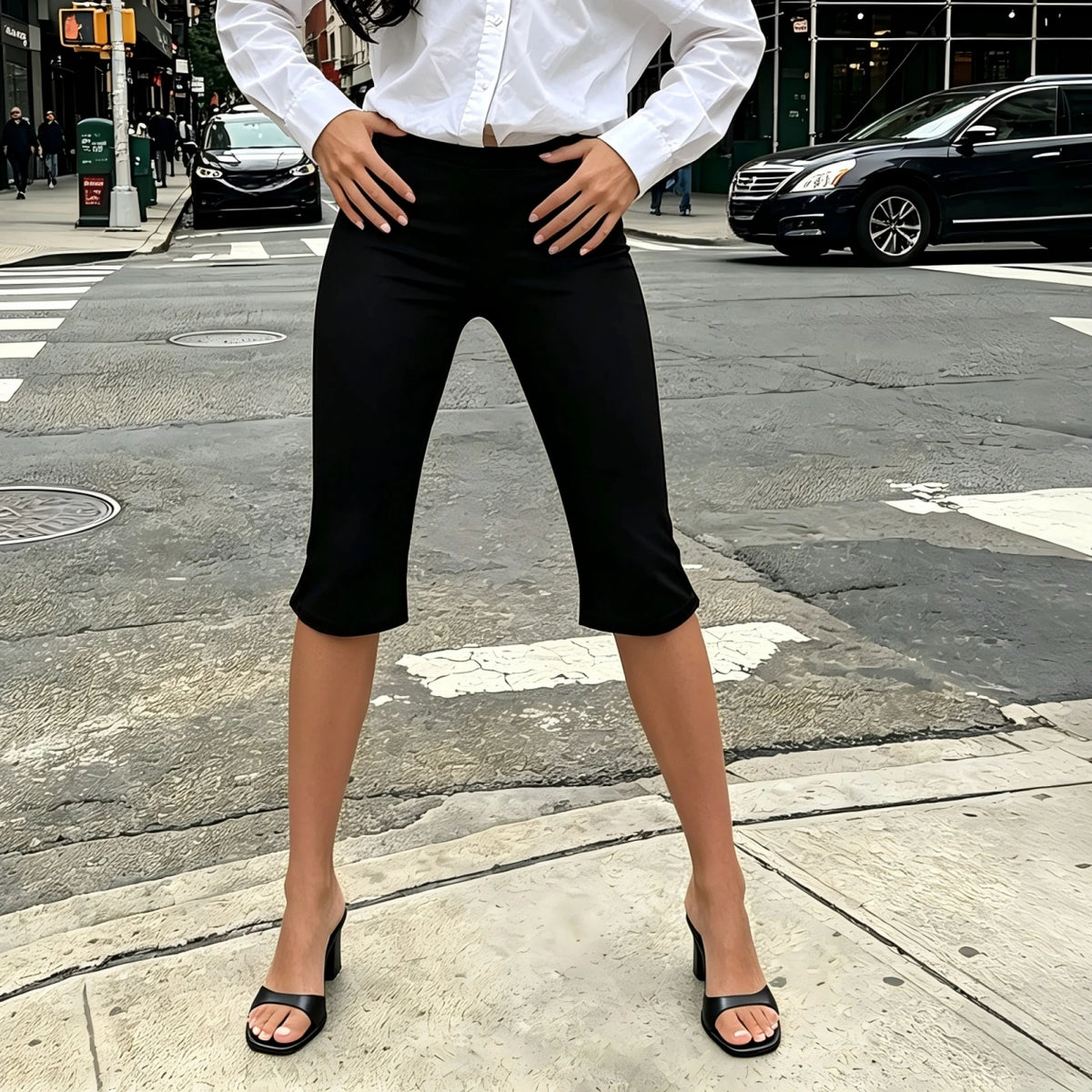 Women Y2K Polka Dot Print High Waist Cropped Pants Slim Fit Bodycon Capri Trousers Retro Streetwear Casual Daily Outfit