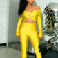 Fashion Satin Romper Women Trend Simple Hollow Slash Neck Ruched Full Sleeve Stretch Elegant Party Club Playsuits