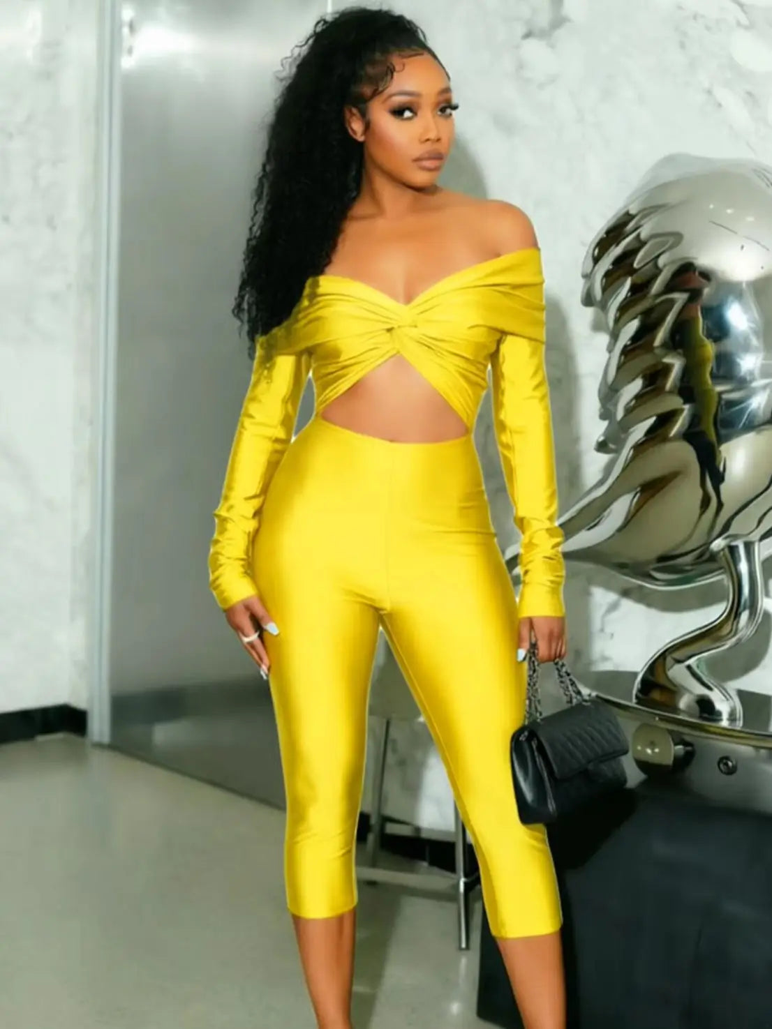 Fashion Satin Romper Women Trend Simple Hollow Slash Neck Ruched Full Sleeve Stretch Elegant Party Club Playsuits