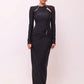 Hollow Out Long Sleeve Sexy Maxi Dress For Women Gown Fashion Solid Bodycon Ruched Club Evening Elegant Long Dress