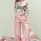 Women's Fantasy Print Long Sleeve Top, Sweet Girl Y2K Tshirt for Spring Summer Casual Wear, Festival & Party Outfit