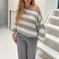 Women Y2k Oversized Striped Sweater Color Block Crew Neck Long Sleeve Pullover Jumpers Cute Retro Preppy Streetwear