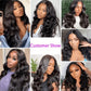 Silky Smooth Natural Black Body Wave Virgin Lace Front Wig Pre Plucked Undetectable Hairline
