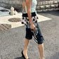Folds Swing Collar Vest Women Tassel Solid Summer Fashion Music Festival High Street Hip-Hop Style Chic Leisure Clubwear