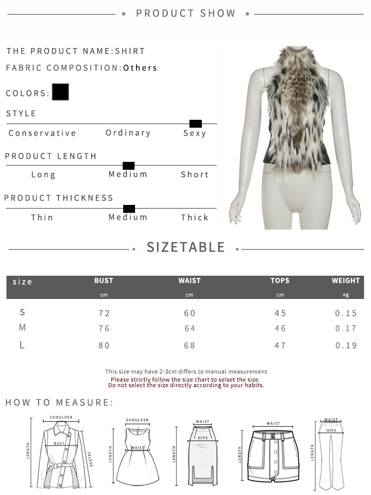 Hottie Leopard Tassel Tank Tops Women Sexy Furry Patchwork Halter Sleeveless Stretch Coquette Midnight Party Clubwear