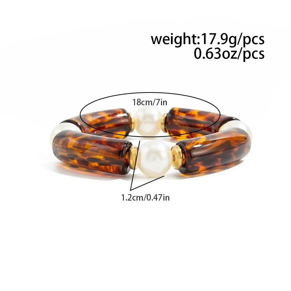 7 Styles Vintage Resin Round Tube Elastic Bangle Bracelet for Women Boho Stackable Imitation Pearl Acrylic Bead Bracelet