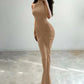 Sleeveless Ruched Split Maxi Dress Black Burgundy Elegant Evening Dresses Woman Sexy Club Outfit for Womens